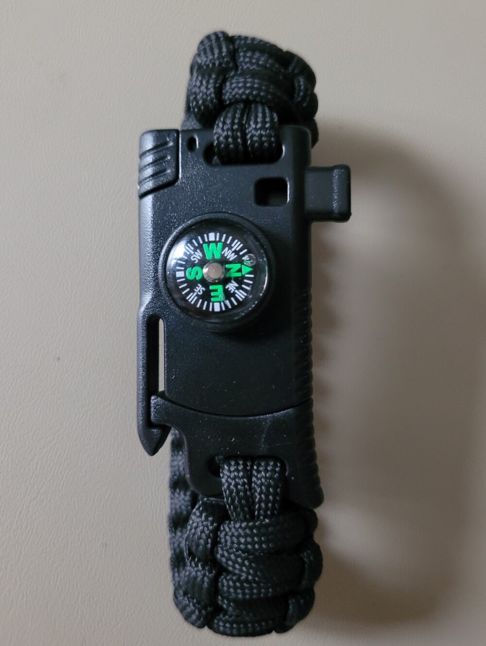 Black Paracord Survival Bracelet with Compass